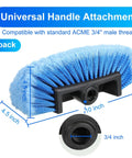 Two Pack Car Wash Brush Heads With Soft Detailing Bristles For Exterior Cleaning Of Auto Truck RV Boat Camper And More Flow Through Design Reaches Every Nook Gentle On Paint Safe On Wheels 10 Inch Blue, 3/4 inch threaded