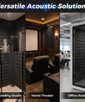 4 Pack Full Size 48X24 Acoustic Foam Panels Soundproof Wall Tiles in recording studio, home theater, and office area.