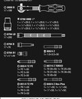 Zyklop Speed Ratchet Set 3/8 Inch Drive Imperial, 29-Piece, diagram showing tool types and specifications, black background
