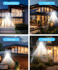 200W LED Flood Light Outdoor Heavy Duty 20000 Lumen Brightness 6500K Daylight IP66 Waterproof illuminating various house areas.