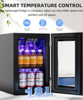 Open Compact 18L Beverage Cooler Fridge Keeps Drinks Ice Cold, 24 Can Mini Fridge With Quiet Compressor displaying drinks