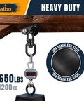 Heavy Duty Ceiling Mount Swing Hangers Two Pack With 360 Degree Swivel Carabiners 2650 Lbs Capacity Solid Steel Construction display
