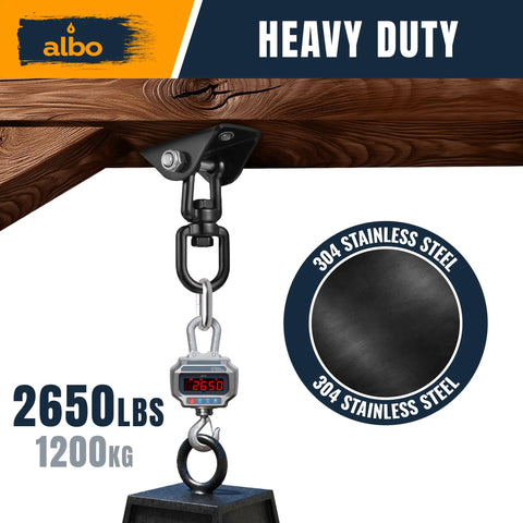 Heavy Duty Ceiling Mount Swing Hangers Two Pack With 360 Degree Swivel Carabiners 2650 Lbs Capacity Solid Steel Construction display