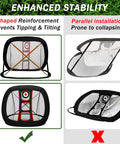 Comparison of Golf Chipping Net Set With Mat And 12 Practice Balls For Backyard And Indoor Practice Portable All In One Golf Training Kit showing stability differences.