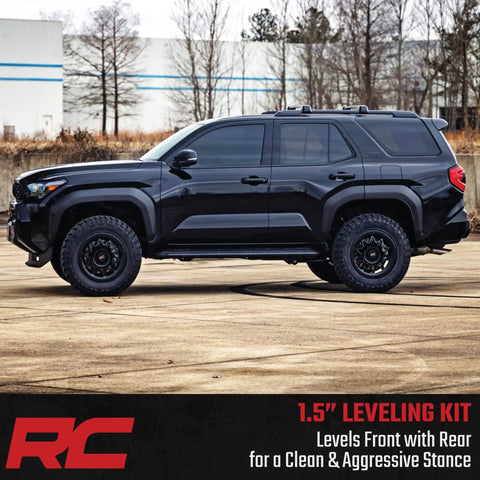2025 Toyota 4Runner with 1.5 Inch Bolt On Leveling Kit, showing increased ground clearance and level stance in side view