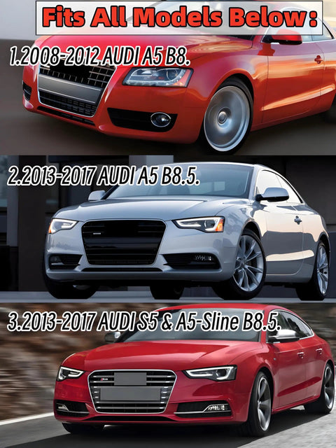 Front Bumper Lip Splitter Spoiler Kit For Audi A5 S5 A4 S Line B8 Series 2008 2017 Gloss Black 3 Piece Chin Air Dam Body Kit Models