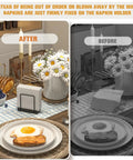 Table Top Napkin Holder Made of Bamboo and Iron, Standing Dispenser for Kitchen and Dining on a set table before and after use.