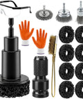 All In One Seventeen Piece Wheel Hub Cleaning Tool Kit With Goggles And Gloves For Rust Removal And Surface Cleaning displayed