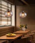 Bottom Line Quality Clear Marble Glass Pendant Lights 2 Pack Hand Blown Globe Hanging Lamp For Kitchen Island stylish duo above table