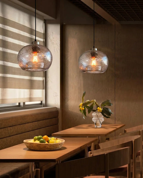 Bottom Line Quality Clear Marble Glass Pendant Lights 2 Pack Hand Blown Globe Hanging Lamp For Kitchen Island stylish duo above table