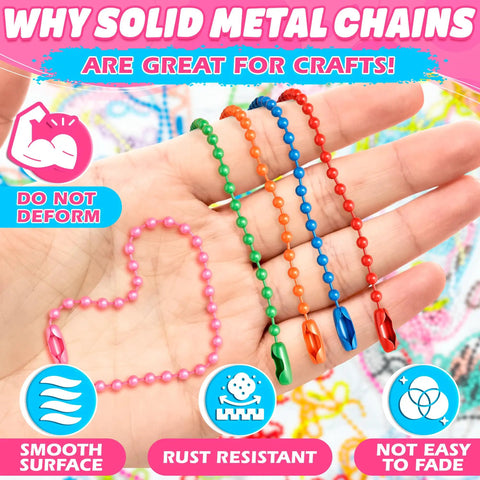 200 Pieces Ball Chain Keychains Bulk Pack With 4.72 Inch Metal Links In 15 Assorted Colors For DIY Crafts, Jewelry Making, Party Favors, School Projects, And Creative Hobby Builds. Colorful ball chain keychains on hand