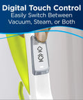 Digital touch control panel of vacuum and steam mop for easy switching between functions, featuring sleek design.