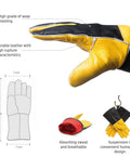 Bite Proof Animal Handling Gloves With Kevlar Reinforcement And Leather Shield, black and yellow, small and medium sizes