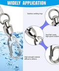 Beefy Ball Bearing Fishing Swivel Snaps With Oval Split Rings 25Pcs Set Heavy Duty High Strength Power Snap Swivels Quick Change Lure Connectors For Saltwater And Freshwater Tackle 30Lbs To 125Lbs stainless steel swivel with oval ring