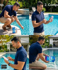 Step-by-step for 7 In 1 Pool Test Strips With App 150 Count Extra Long Strips for chlorine, pH, alkalinity testing with user.