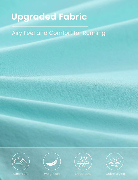 Close-up of fabric for Turquoise High Rise Running Shorts With 2.5 Inch Inseam Built In Mesh Liner Feathery Fit Soft Fabric Quick Dry