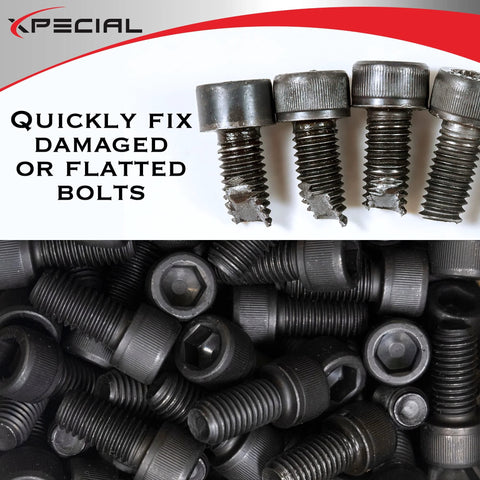 Bolts: pile of black hex bolts with damaged threads and chipped ends.