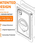 Tough Grade Aluminum Wall Mount Dog Door For Extra Large Dogs And Working Breeds Up To Two Hundred Twenty Pounds featuring patented design diagram.