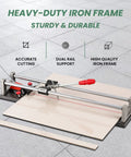 24 Inch Manual Tile Cutter For Porcelain And Ceramic Tiles, Heavy Duty Iron Frame with precise ruler on tile surface