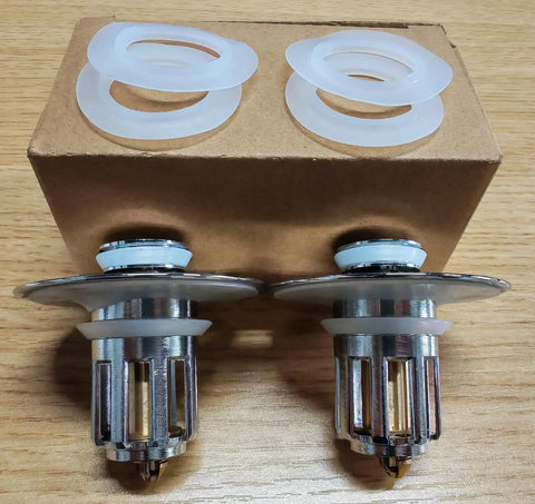 Full Brass Universal Pop Up Sink Stopper Set Pack Of 2 With Detachable Filter Basket Hair Catcher Chrome Finish Drain Strainer