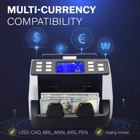 Money Counter Machine For Busy Cash Desks All In One Count Mixed Denominations Fast Detect Counterfeits Portable Currency Detector