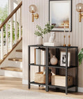 Tall Narrow Bookshelf Featuring Six Tier Open Shelves Compact Slim Design versatile end table pair with books and decor in a living room.