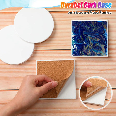 72 Pieces Sublimation Coaster Blanks With Cork Pads White Ceramic Tiles For Heat Transfer DIY Mug Mats Craft Supplies