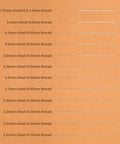 Leather Chisel Set Pro Grade All Polished Die Steel for leather craft showing various chisel and thread sizes on leather surface.