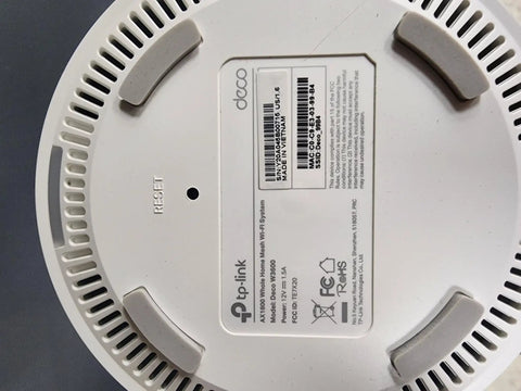 Base of Blazing WiFi 6 Mesh System With Deco X20 For Whole Home Coverage Up To 4000 Sq Ft, showcasing ports and labels