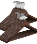 Heavy Duty Birch Wood Hangers Set Of 30 With 360 Degree Swivel Hooks Walnut Brown Finish, side view stacked