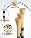 All Natural Bamboo Golf Tees Set 170 Pack With 120 Long Tees And 50 Short Tees Biodegradable Three And A Quarter Inch Built For Longer Straighter Drives And Less Friction On Every Tee, focus on design and material.