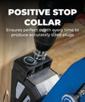 Heavy Duty Plug Cutter Drill Guide Kit designed to instantly hide pocket screw holes, featuring positive stop collar ensuring precise depth.
