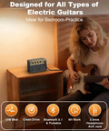 Portable 10W Electric Guitar Amplifier With Clean Drive Channel Pure Analog Tone USB C Rechargeable Bluetooth in use