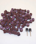 100 Piece 1/2 Inch Sand Drum Grit 60 Coarse With Two 1/8 Inch Mandrels For Dremel Rotary Tools displayed on white surface