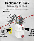 Double Acting 12V DC Hydraulic Pump With 4 Quart Plastic Reservoir, 3200 PSI Power Unit, 2.0 GPM Flow, SAE6 Connector