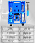 Crankshaft Seal Installer And Remover Kit 33 Pc Set with seal puller, adapters, in blue case for engine repair.