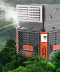 Industrial Grade Evaporative Cooler Featuring 50 Fan Speeds And Copper Motors Pumping Hella Fresh Air Across 1800 Square Feet with misting effect.