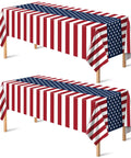 Patriotic Fourth Of July Tablecloth Set Two Pack 54 By 108 Inches Plastic Outdoor Party Cover With American Flag Design