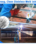 ER308L Stainless TIG Welding Rods Set for 304 Stainless Steel, 1 Sixteenth x 16 Inch Filler Rod, Low Carbon, 60 Pcs, Pro Grade, Heavy Duty, Corrosion Resistant GTAW Welding Wire for Kitchen Equipment, Handrails, Tubing. TIG welding stainless steel rod set shown in use