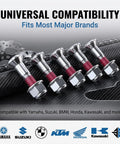 Six Piece Dirt Bike Sprocket Bolt And Nut Kit With M8 Bolts And Flange Locking Nuts For Rustproof Break Resistant Fasteners Compatible With Yamaha Suzuki KX KXF RM RMZ YZ YZF CR CRF BMW Aprilia Silver. Six silver M8 sprocket bolts with red threadlocker and flange nuts