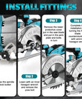 Installation steps for Badass 5 Inch Brushless Cordless Circular Saw detailing blade change process.