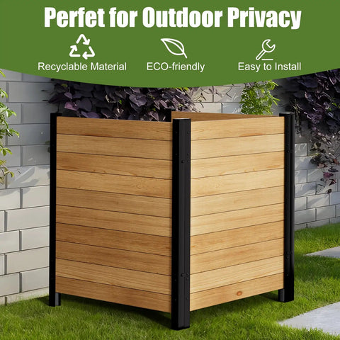 No Dig Wood Privacy Fence Panels 3 Panel 38W X 42H Outdoor Privacy Screen in garden setup