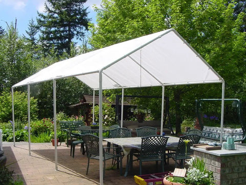 Heavy Duty Poly Tarp 20x30 White For All Weather Use covering outdoor dining area