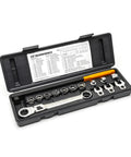 Serpentine Belt Tool Set 15 Pc With Locking Flex Head Ratcheting Wrench in black case, ideal for cars, trucks, SUVs.