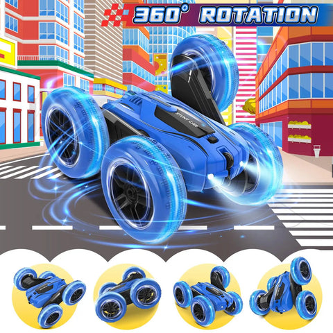 Double Sided 360 Degree RC Stunt Car With 4WD Power 2.4GHz Remote Control spinning and flipping on street