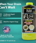 15 Minute Drain Cleaner Gel That Tackles Stubborn Clogs Fast Acting For Kitchen Sink, Bathroom, Shower And More, 32oz bottle
