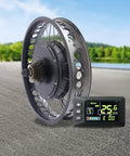 High Power 2000W 48V Electric Bike Conversion Kit with rear wheel hub motor and LCD display for 20x4 inch wheels on a road.