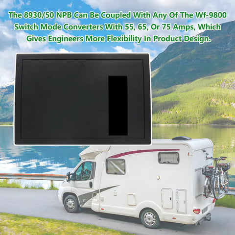 All In One RV Power Center And Distribution Panel With Flexible 30 Amp Or 50 Amp Config highlighted over RV background