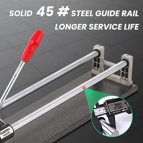 Close-up of 24 Inch Manual Tile Cutter For Porcelain And Ceramic Tiles showing steel guide rail and precise ruler