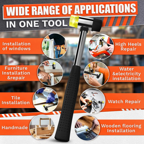 Go To Lightweight Double Sided Rubber Mallet Hammer With Plastic Head And Stainless Steel Non Slip Ergonomic Grip for various tasks
